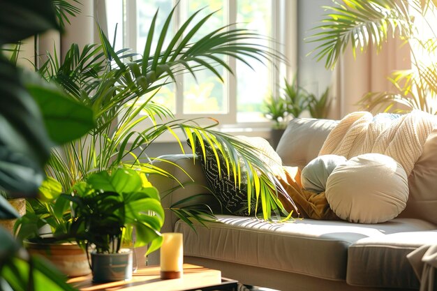 Foto interiores elegantes de quartos com belas plantas verdes
