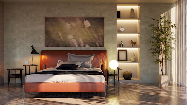 Interiores de habitaciones modernas y luminosas Ilustración de renderizado 3D imagen generada por computadora