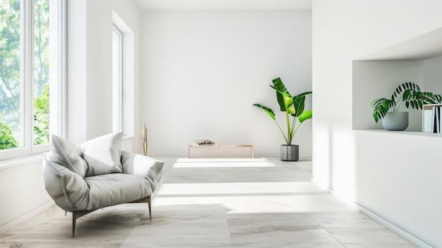 Interiores minimalistas serenos con luz natural y tonos cálidos