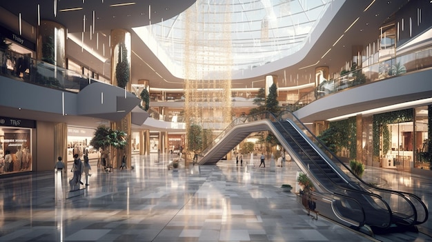 Interiores modernos de shopping centers Inteligência Artificial Gerativa