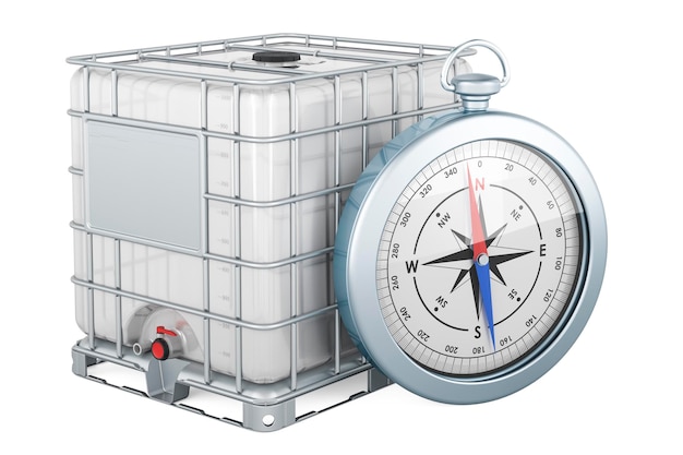 Intermediate Bulk Container mit Kompass 3D-Rendering