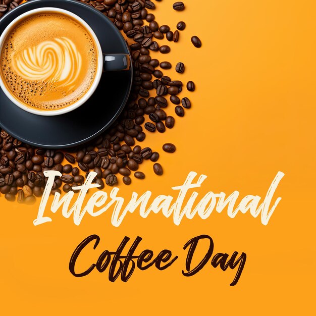 Internationaler Kaffeetag-Hintergrund mit Kaffeetasse