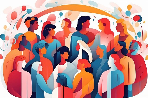 Internationaler Tag der Freundschaft Illustration Gruppe von Menschen abstraktes Symbol mehrfarbige Menschen