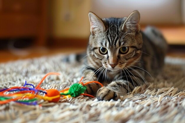 Foto internationaler tag der katzen - katzen mit spielzeug