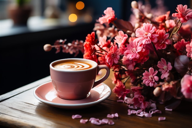Internationaler Tag des Kaffees Fesselnde Instagram-Aufnahme einer wunderschönen Tasse schwarzen Kaffees mit Kaffee