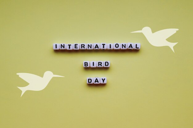 Internationaler Vogeltag auf weißen Blöcken