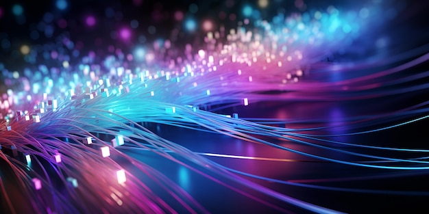 Foto internet à velocidade do cabo de fibra óptica de luz