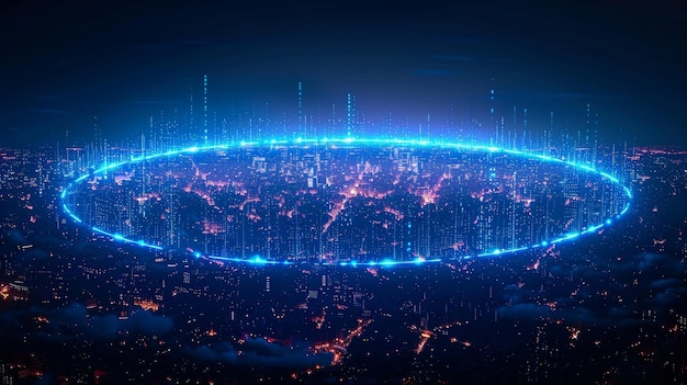 Internet-Kommunikationskonzept unter Verwendung von 5G-Technologie Internet of Things-Technologie in den Smart Cities der Zukunft Globale drahtlose Netzwerkverbindung Telekommunikationssystem in der städtischen Infrastruktur