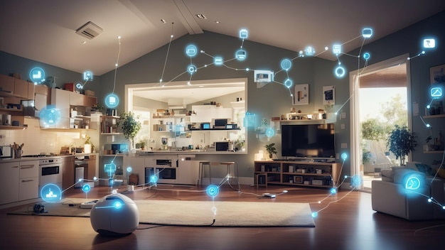 Internet smart home vários dispositivos e aparelhos conectados