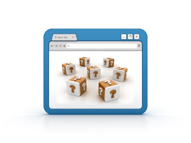 Internetbrowser mit Fragezeichenblöcken