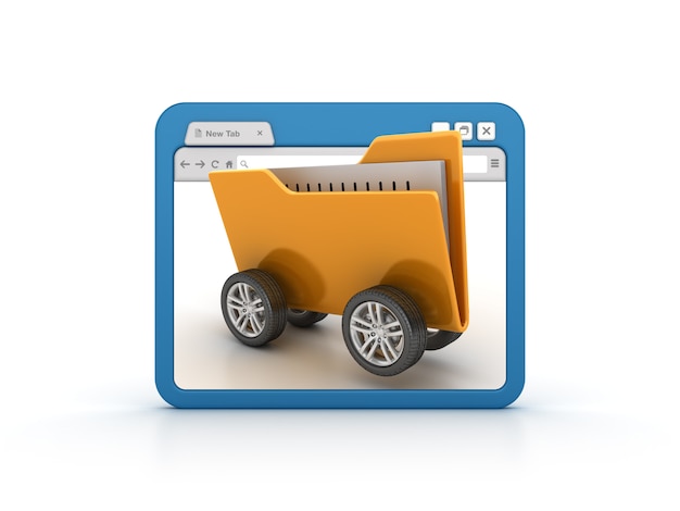 Internetbrowser mit Ordner auf Rädern