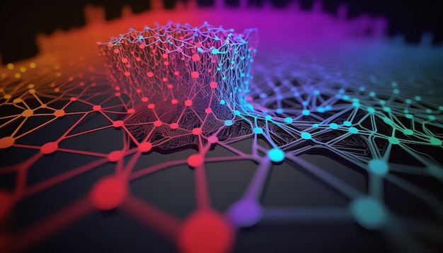 Internetverbindungen, dargestellt durch ein geprägtes Netz im Cloud-Computing Konzeptuelle Darstellung in 3D Generative Ai