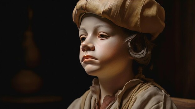 Foto interpretação de um menino fabuloso com pele irregular fundo escuro conceito de fantasia ai gerado