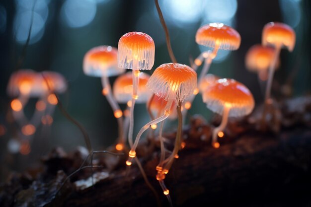 Foto una interpretación abstracta de las esporas de cordyceps que infectan una sociedad futurista