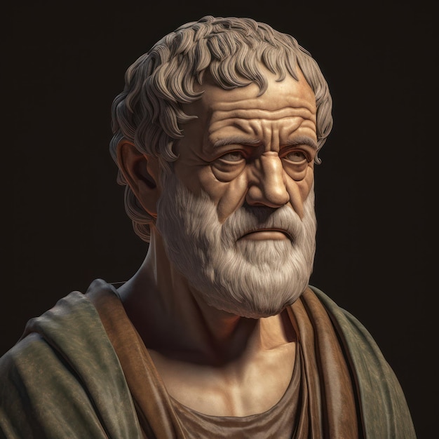 Una interpretación artística de un retrato de Aristóteles, el renombrado filósofo griego antiguo.