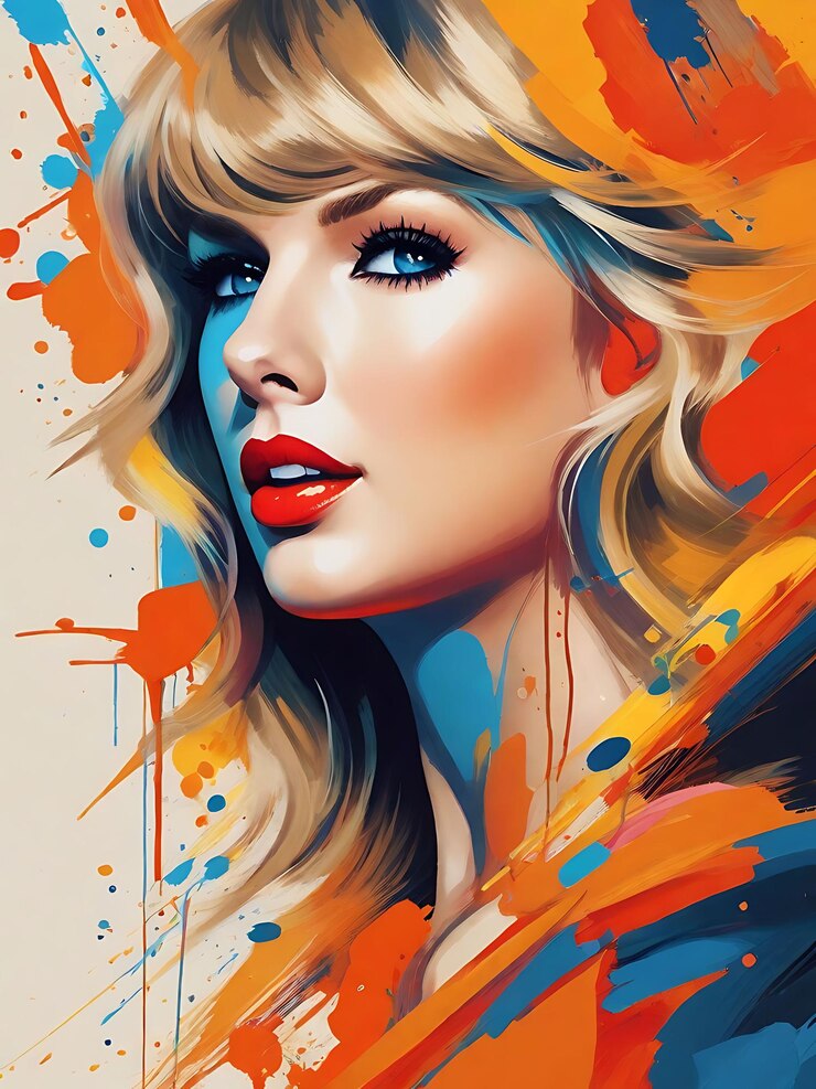 Una interpretación colorida y abstracta de Taylor Swift