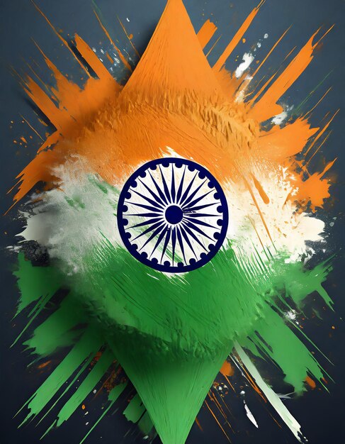 Interpretación creativa y única de la bandera de la India Día de la Independencia Día de la República de la India