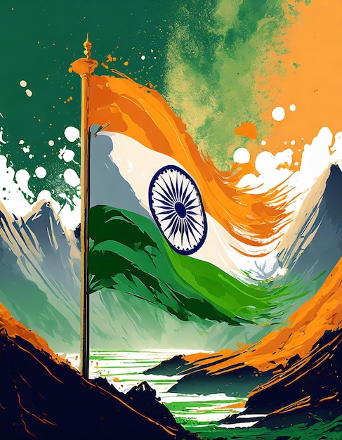 Interpretación creativa y única de la bandera de la India Día de la Independencia Día de la República de la India