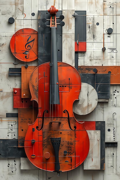 Interpretaciones abstractas de notas musicales e instrumentos La IA genera ilustraciones