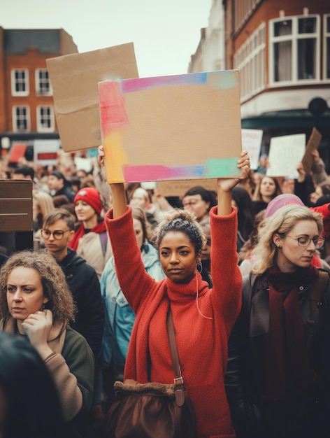 Interrassische Gemeinschaft von Mädchen, die für Gleichberechtigung demonstrieren