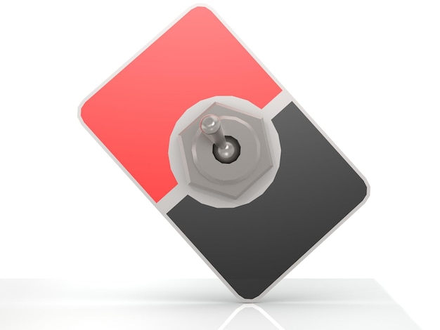 Interruptor de alternância vermelho e preto em branco