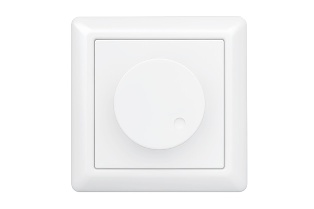 Interruptor de luz dimmer branco em um fundo branco