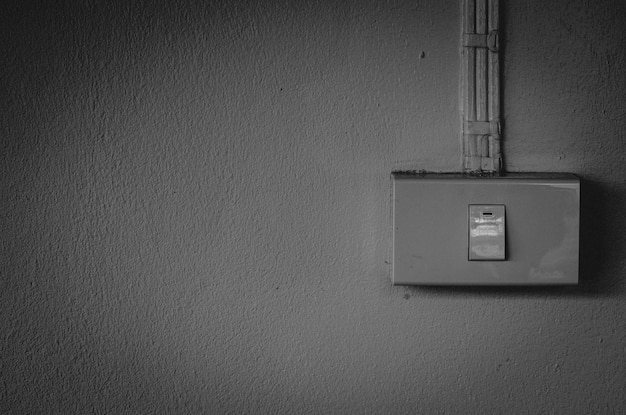 Interruptor eléctrico blanco y negro en la pared