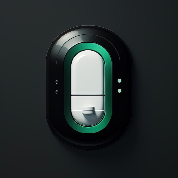 Foto un interruptor negro, blanco y verde al estilo del uso realista de la luz y el color
