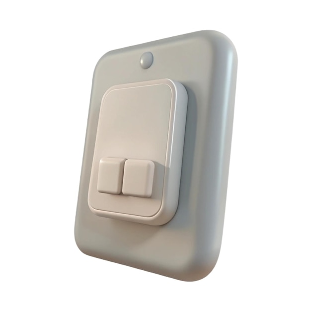 un interruptor de plástico blanco que tiene un botón que dice que no hay botones en él