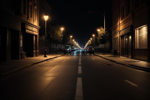 Foto interseção da estrada da cidade, luzes da rua escuras, vista da rua, papel de parede, ilustração de fundo