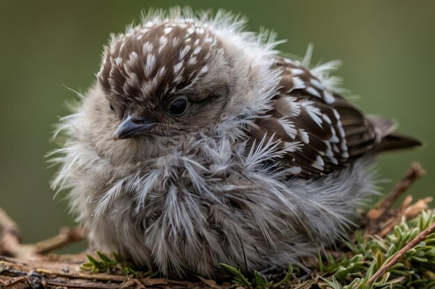 Foto intimes porträt von jungen vogelfedern