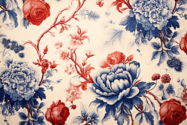 Foto intricate french toile peony floral pattern