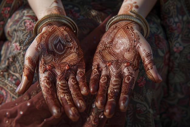 Foto intricate henna designs on graceful hands