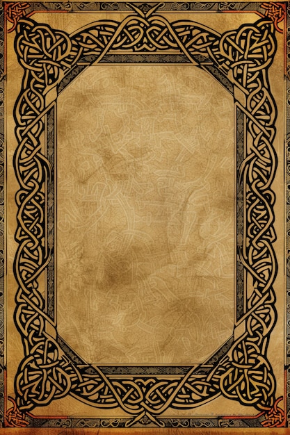 Foto intrincada moldura de pergaminho de nó celta