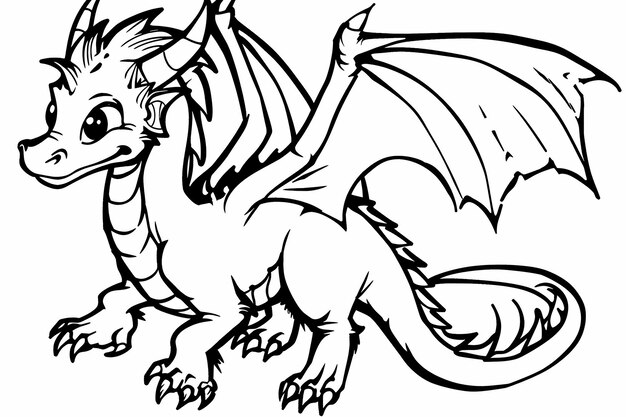 Intrincada página de libro de colorear para adultos con temas de dragones con patrones detallados