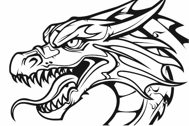 Intrincada página de libro de colorear para adultos con temas de dragones con patrones detallados