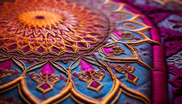 Foto la intrincada textura de una alfombra de oración tradicional