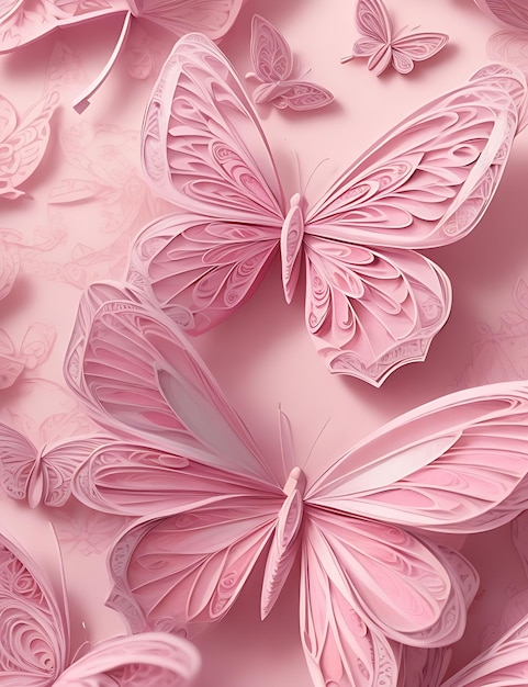 Foto intrincadas mariposas de arte de papel quilled