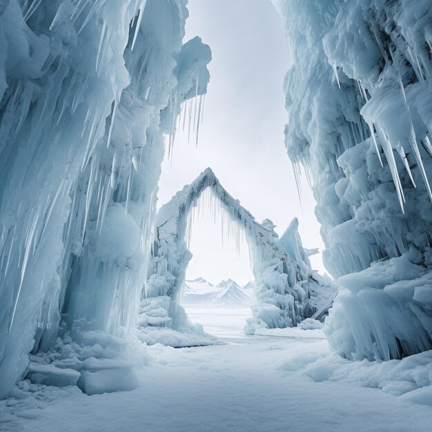 Foto intrincadas ruinas de hielo minimalista belleza congelada