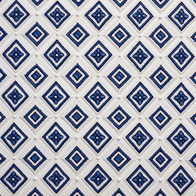 El intrincado diseño de azulejos blancos y azules inspirado en telas pictóricas