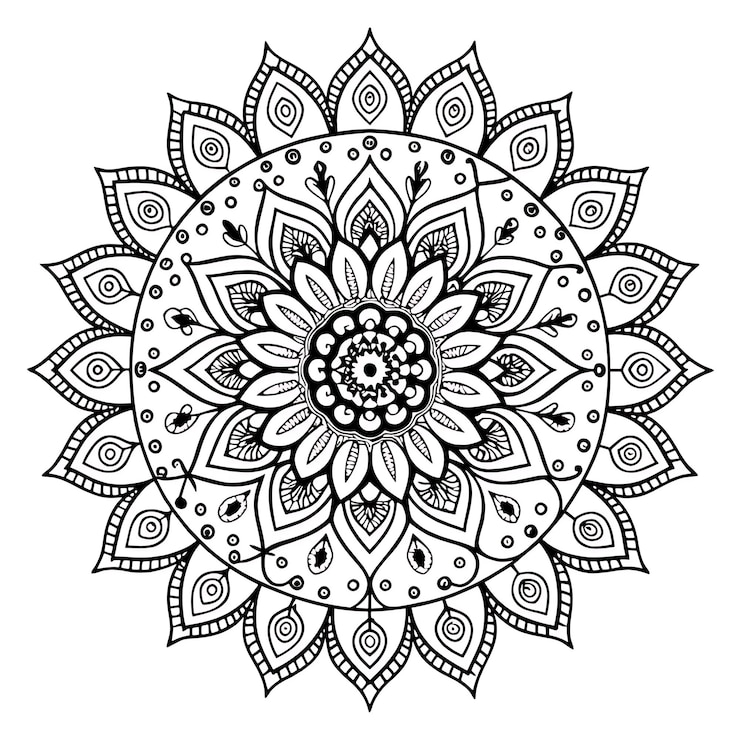 Foto el intrincado diseño de mandala para colorear