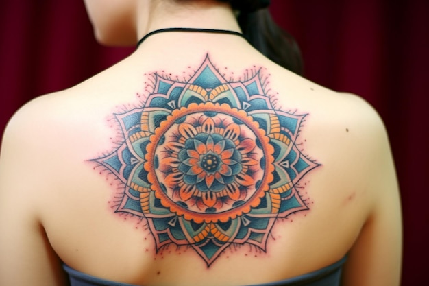 un intrincado diseño de tatuaje de mandala con patrón geométrico generado por la IA