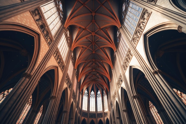 Intrincado interior de la catedral antigua ciudad de Europa Generar Ai