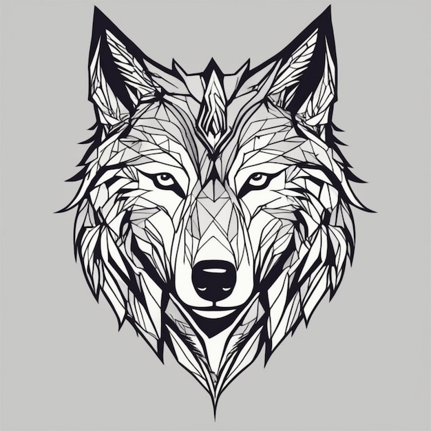 Intrincado logotipo de Fractal Wolf Mezcla única de arte y marca