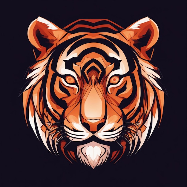 Intrincado logotipo de tigre fractal Mezcla única de arte y marca