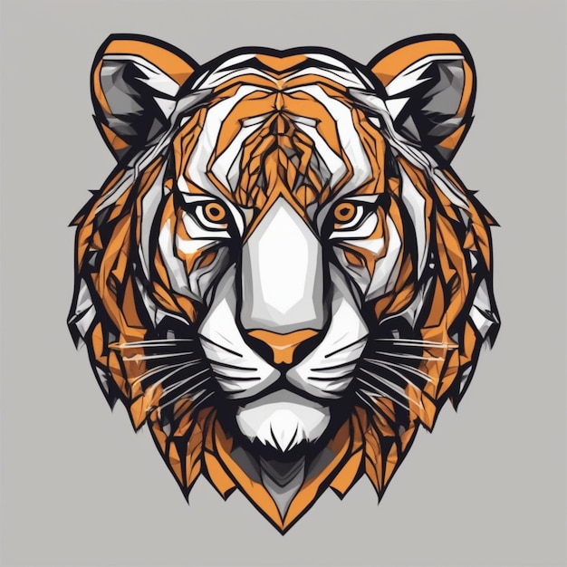 Intrincado logotipo de tigre fractal Mezcla única de arte y marca