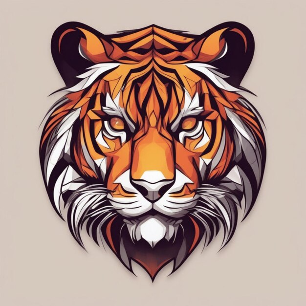 Intrincado logotipo de tigre fractal Mezcla única de arte y marca