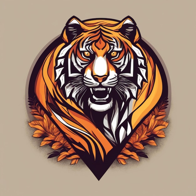 Intrincado logotipo de tigre fractal Mezcla única de arte y marca