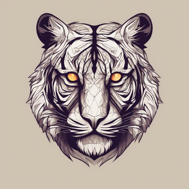 Intrincado logotipo de tigre fractal Mezcla única de arte y marca