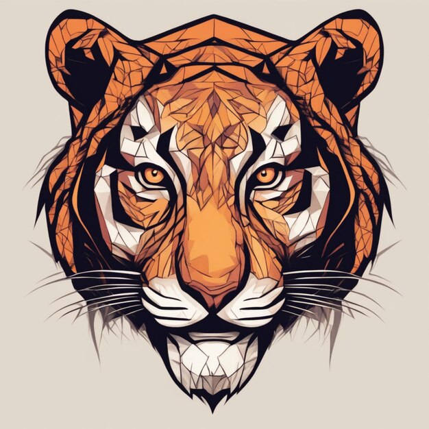 Intrincado logotipo de tigre fractal Mezcla única de arte y marca